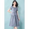 Ke Bei Er Women's Elegant Blue Tie-Waist A-Line Midi Dress