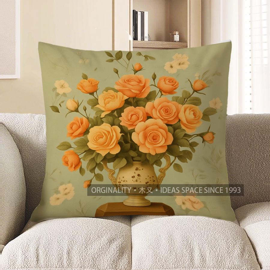 Home Decor Colorful Floral And Butterfly Pattern Pillow Cover Pattern Cushion Cover Suitable For Sofa Bedroom Car Pillow Cover