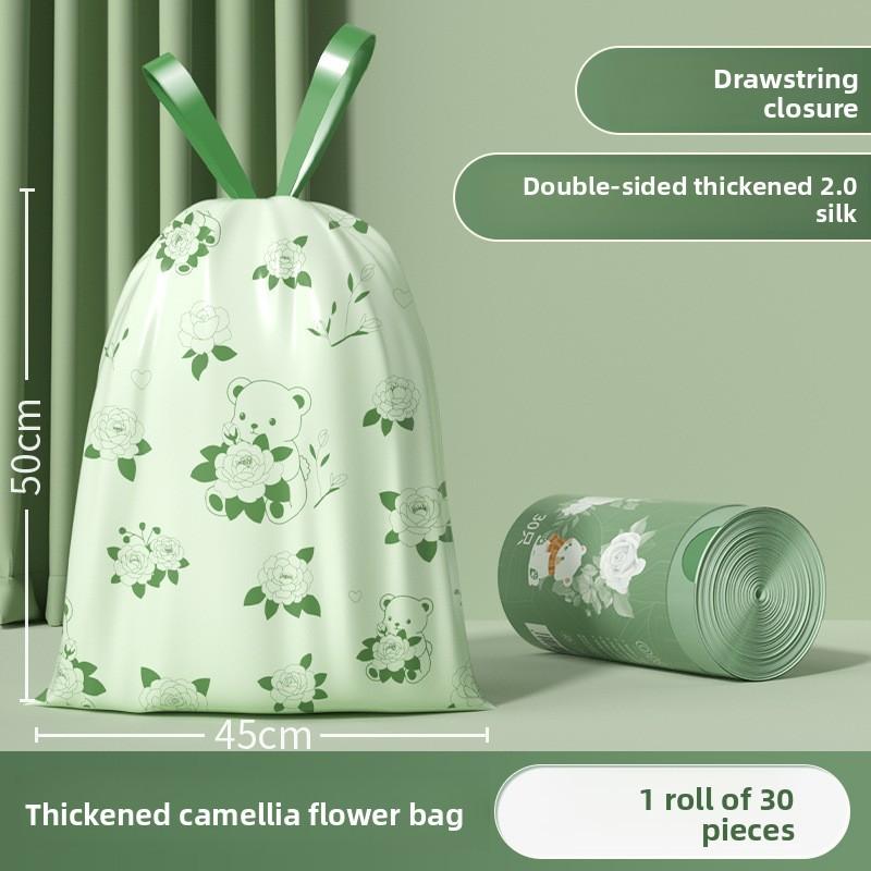 Plastic Garbage Bag With Drawstring And Butterfly Print For Home Use Heavy Duty Household Waste Disposal 30PCS
