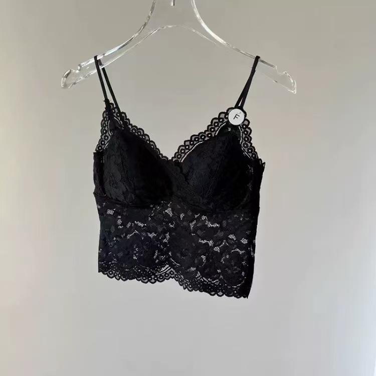 Pure lust sexy lace tube top women's clothing summer spice slim short with chest pad beautiful back suspender top