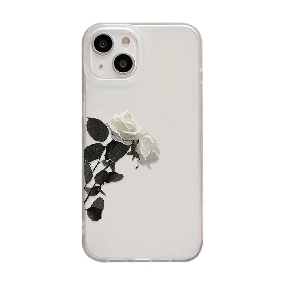 Pure White Rose for iPhone17promax Apple 17 Matte Large Hole Mobile Phone Case 16/15 Anti-drop 14ins