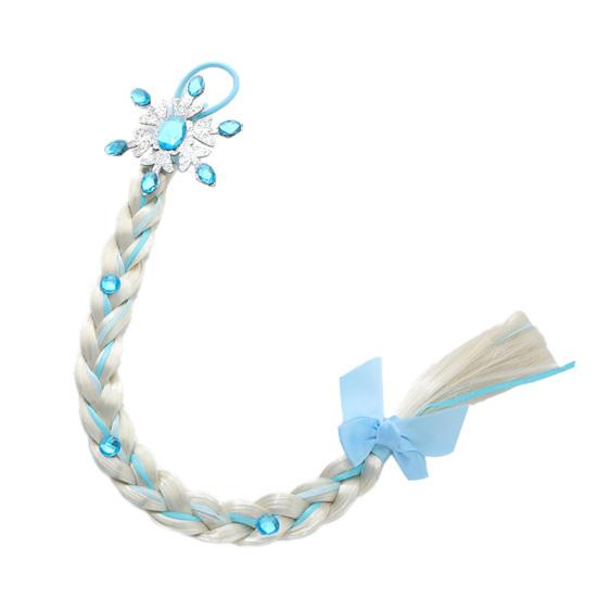 

Kids Ponytail Extension with Hair Tie Rhinestone Snowflake Bow Halloween Costume Party Girls Wrap Around Synthetic Long Ponytail Hair Extension синий