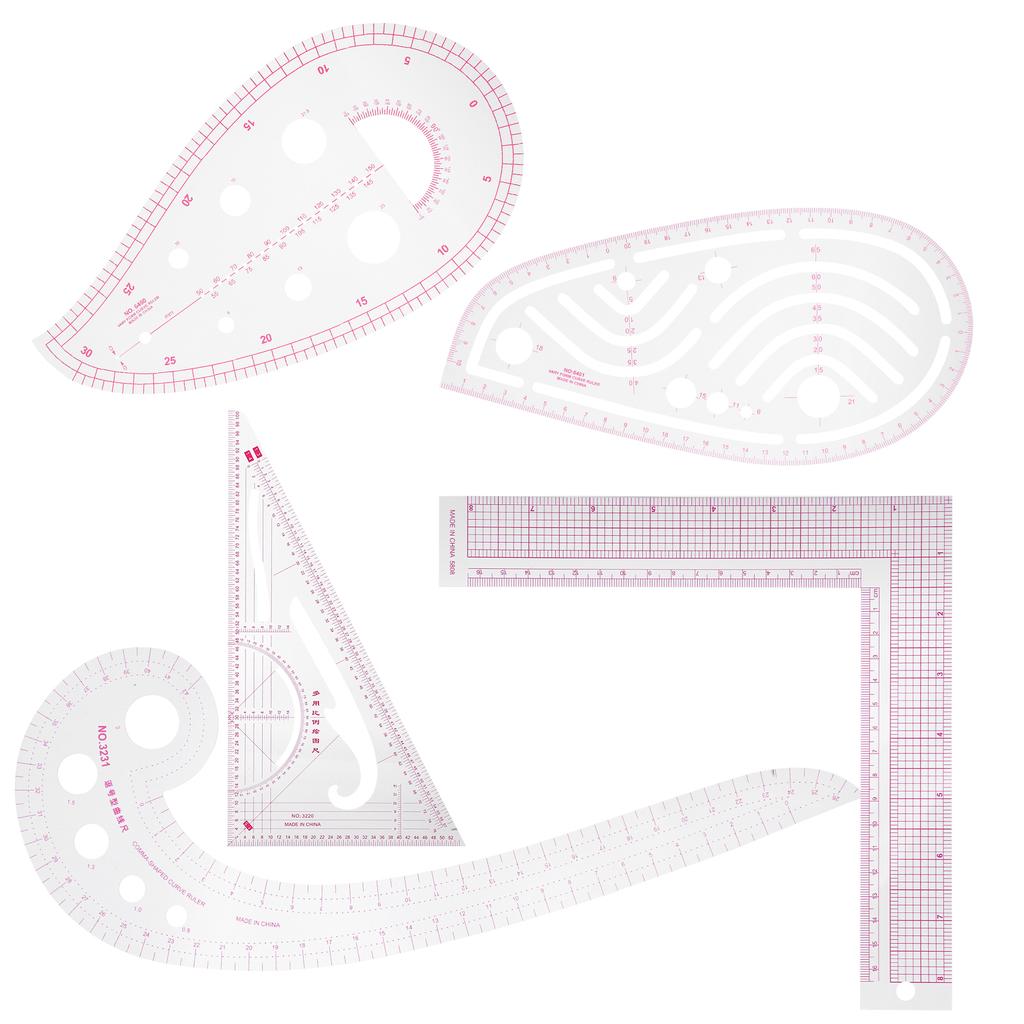 5pcs Sewing Ruler MultiFunction Curve Shaped Grading Tailor Clothing Making Toos