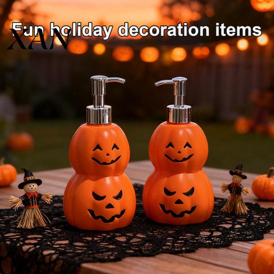 Vinyl Liquid Soap Dispenser Halloween Pumpkin Dispenser, Refillable Lotion Hand Bottle, Durable Plastic Press Type Dispensing Bottle for Bathroom And