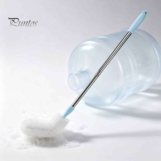 Effortless Cleaning Tool for Mineral Water Barrels Extra Long Stainless Steel Bucket Brush, Flexible High Density Bristle Curved Head Scrubber Narrow