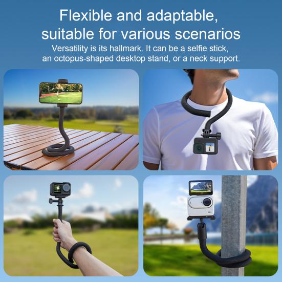 Flexible Tripod for DJI Osmo Pocket 3/Action 4 Bendable Octopus Legs with Secure Grip Versatile Mount for Vlogging Skateboarding