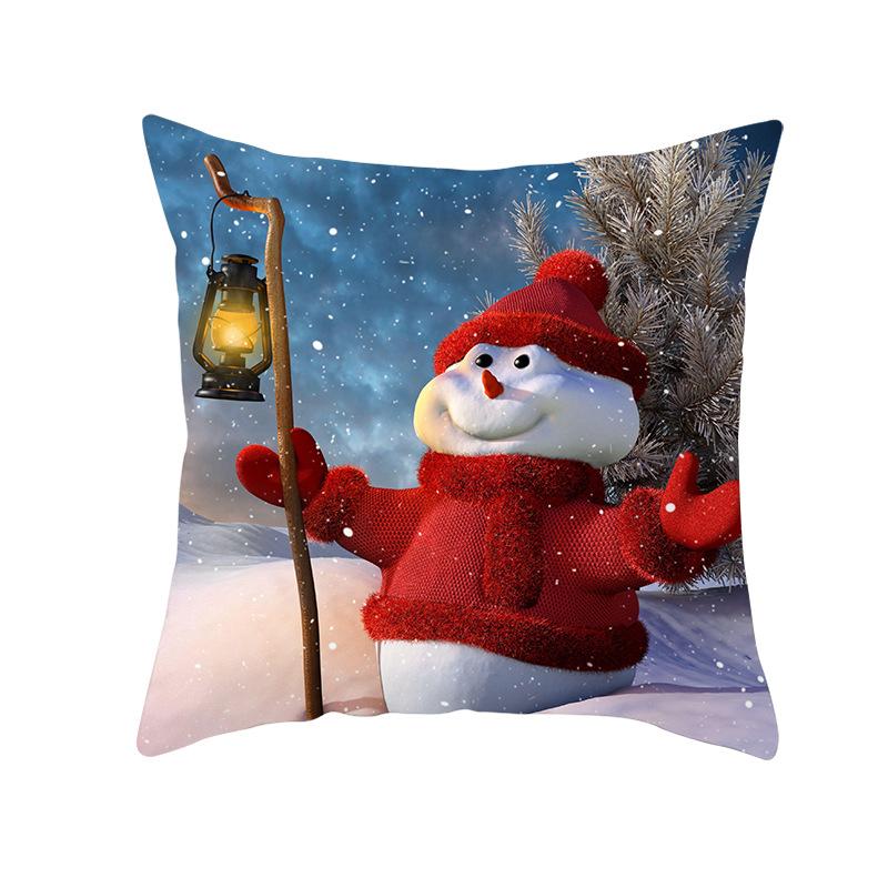 New Christmas Snowman Pillow Cover Festive Home Sofa Pillow Cover