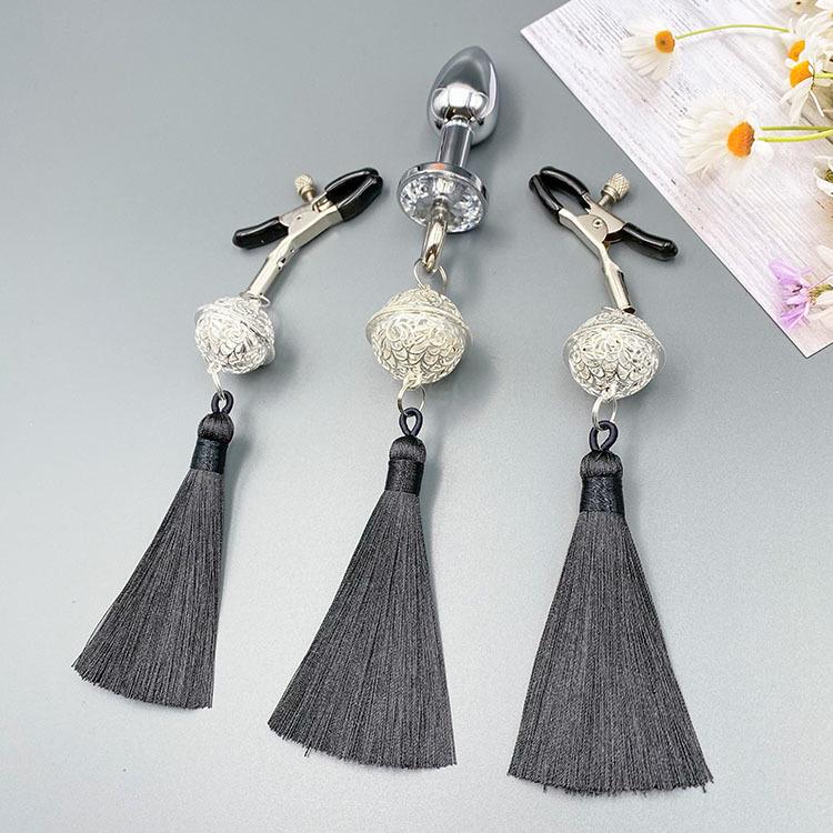 Tassel Palace: Wearable Nipple Clamps with Charms - Erotic SM Accessories for Women