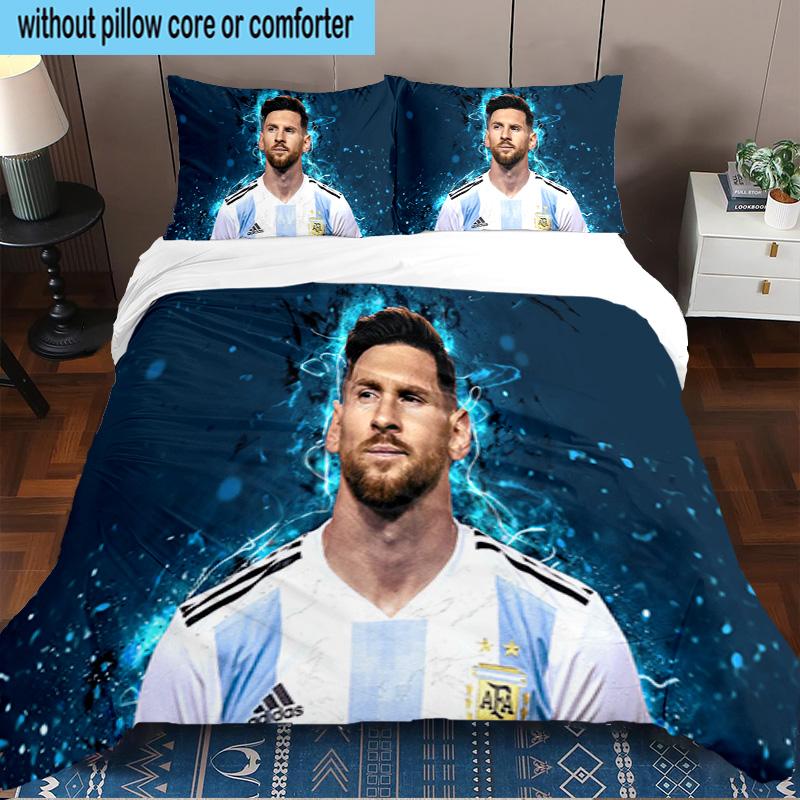 3PCS Messi Celebration Moment Printed Bedding Set, Includes A Duvet Cover and Two Pillowcases for Bedroom, Suitable for All Seasons