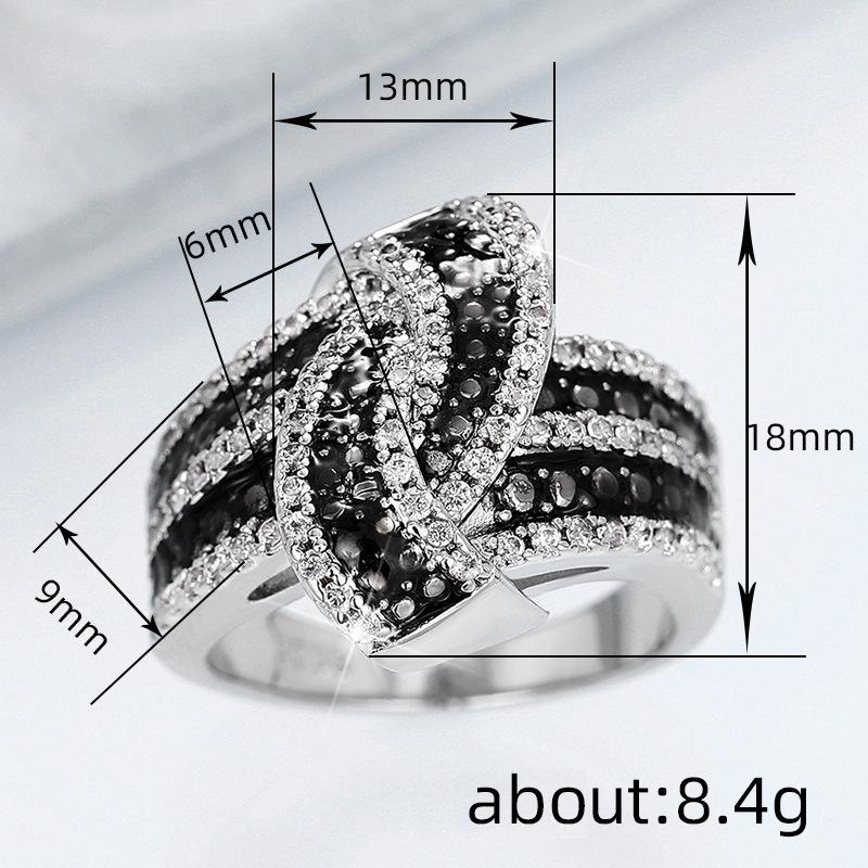 Inlaid Super Flash Zircon Ring, Two-Color High-Elegant Temperament Ring, Swing Arm Design
