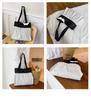 Korean Polka Dot Pleated Canvas Tote Bag - Women's Summer Sweet Style, Single Shoulder, Large Capacity