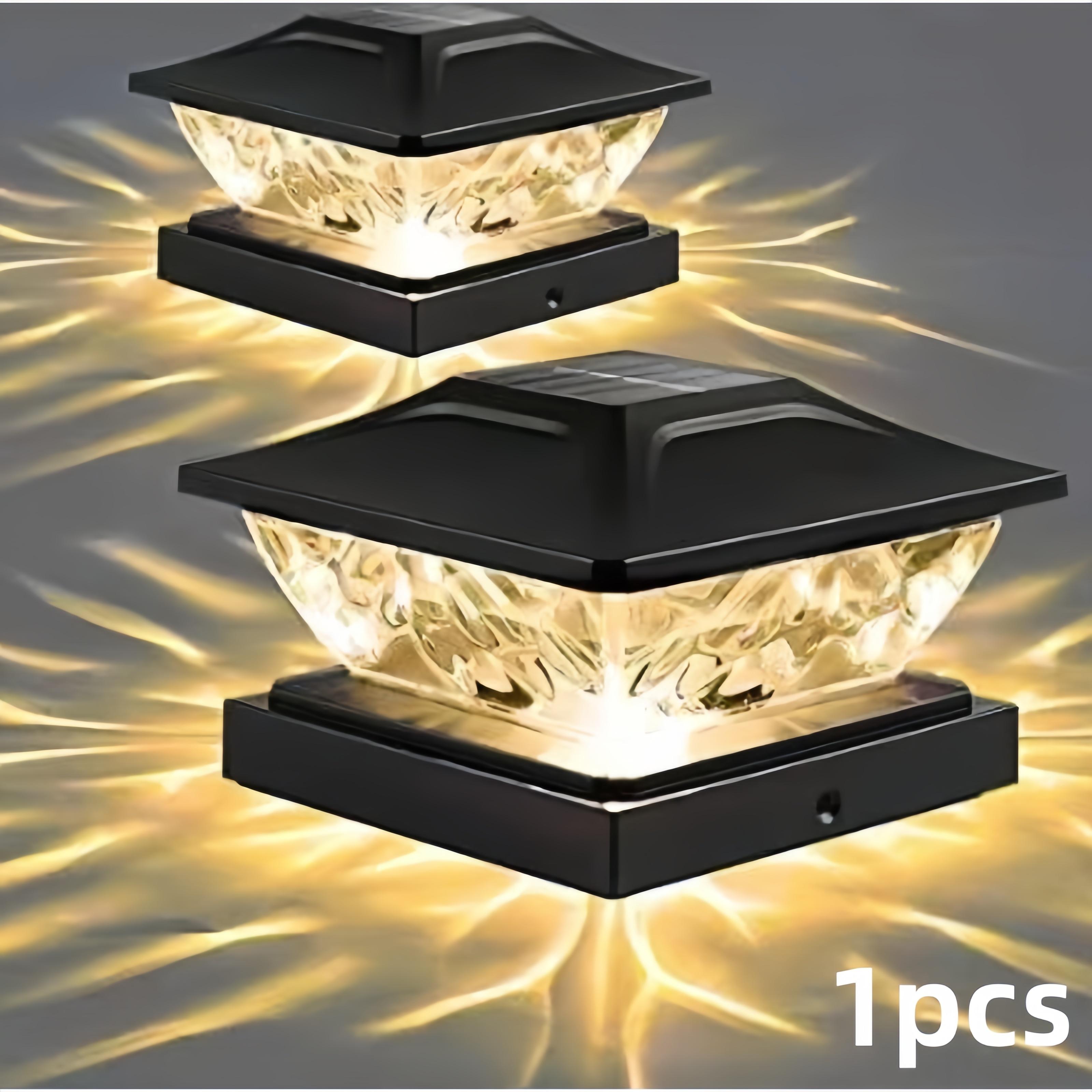 

Солнечный квадратный светильник для забора, белый теплый светильник, светодиодное наружное освещение, водонепроницаемый столб, наружный солнечный светильник для сада