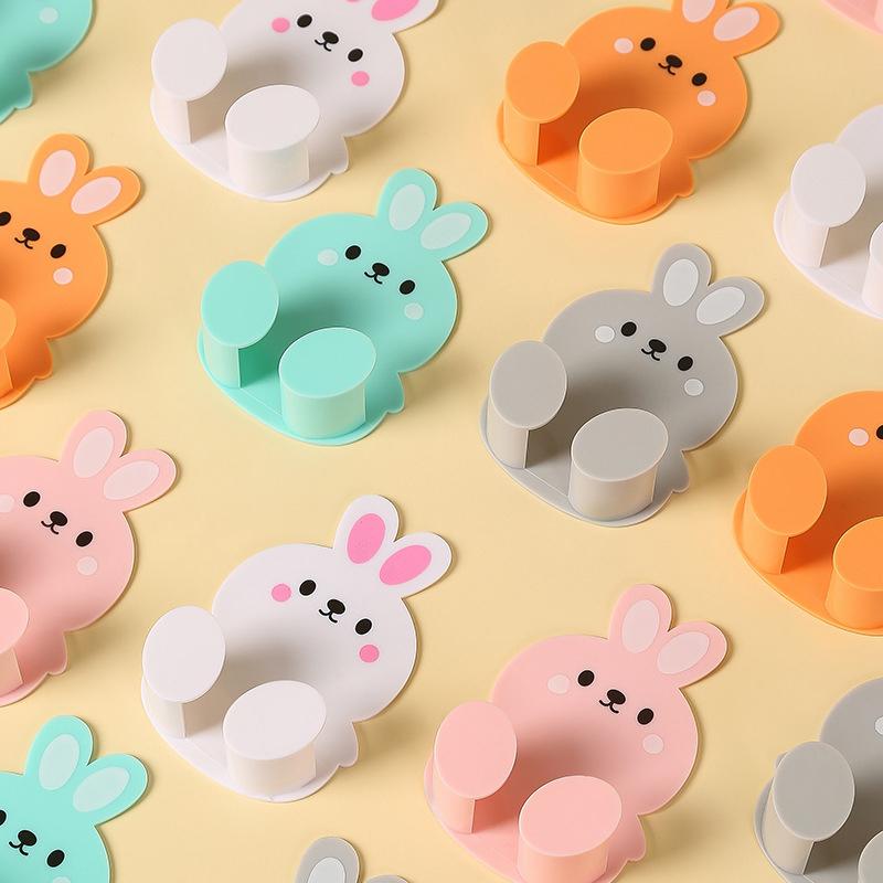 Cute Rabbit Plug Key Hook Kitchen Wall Hole Free Hook Soggiorno Phone Charging Rack Gancio Decorativo Multifunzionale