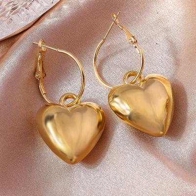 Fashion Alloy Love Heart Dangle Earrings for Women Girls Earrings Punk Hip Hop Jewelry Gifts