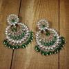Traditional Gold Plated With Stunning Antique Finish Kundan & Pearl Chandbali Earrings for Women/Girls