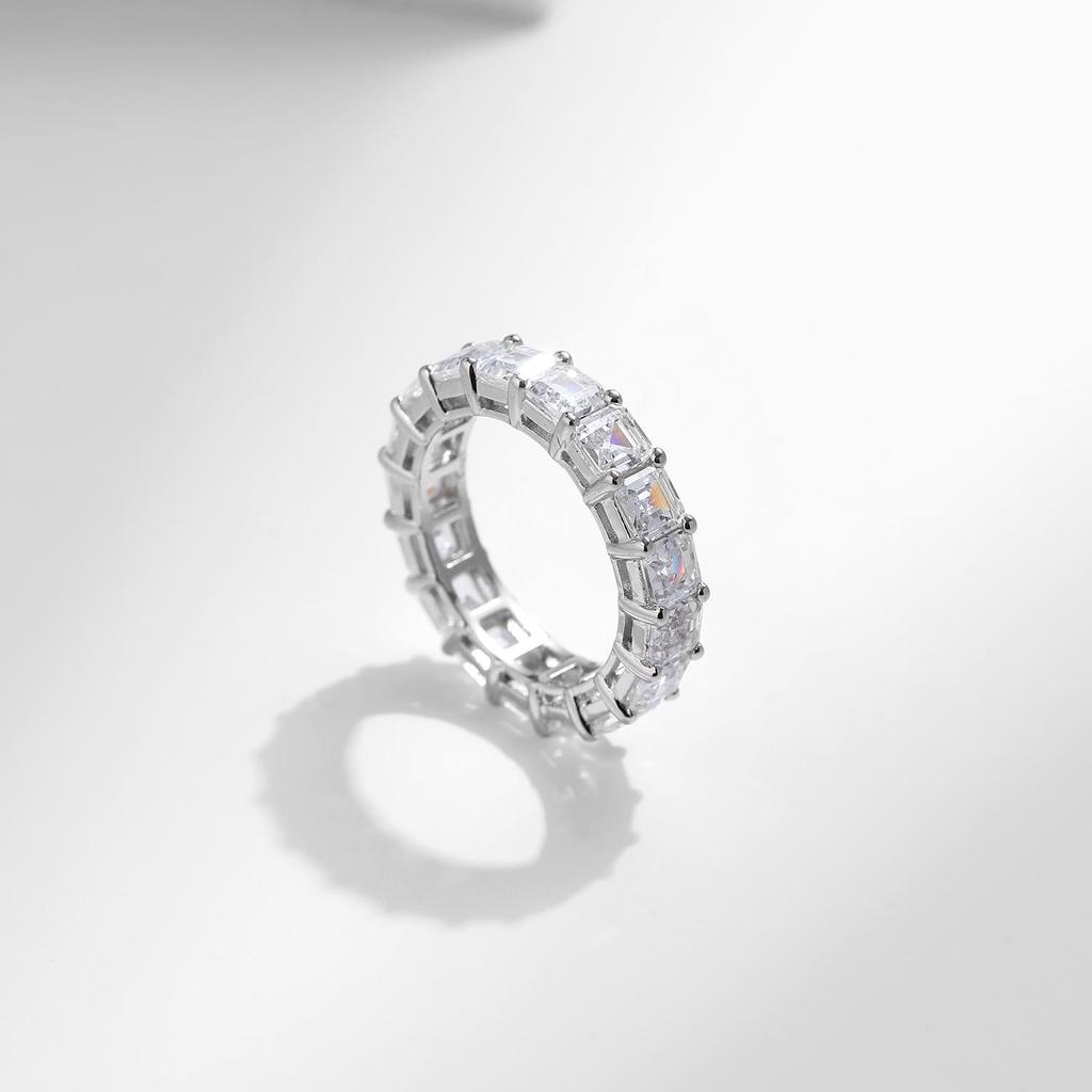 MODIAN 925 Sterling Silver Luxury Emerald Cut Square Sparkling Zirconia Wedding Ring For Women Anniversary Fine Jewelry Gifts