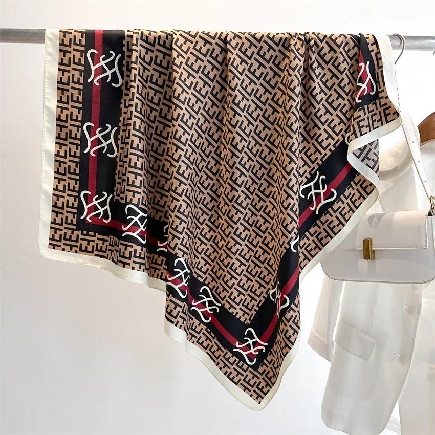 90*90Cm Silk Scarves Women Square Satin Hijab Scarf Handkerchief Shawls Wraps Head Scarf Female Headband Foulard Bandana Echarpe