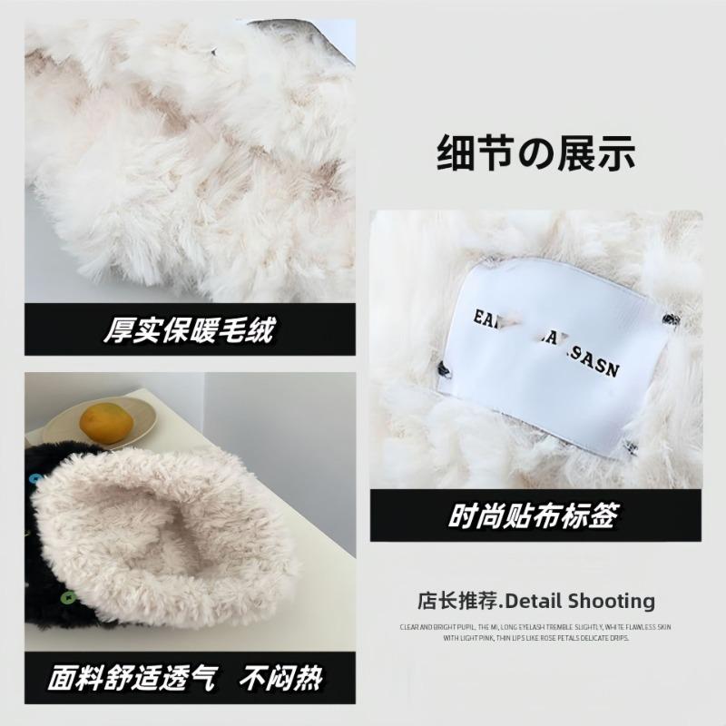 Knitted hat children's winter button wool hat striped small face plush warm thickened large head circumference ear protector winter hat