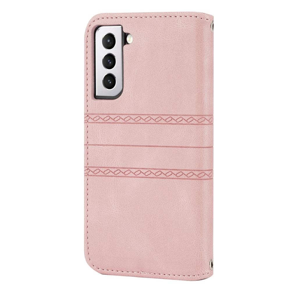 For Samsung Galaxy S25 Case Wallet Skin-Touch Leather Imprinted Phone Cover