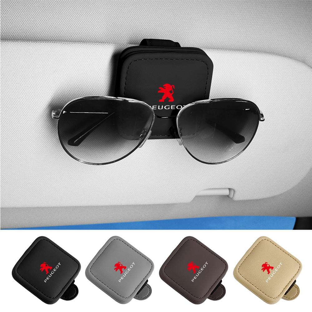 Car Sun Visor Glasses Clip Magnetic Sunglasses Organizer Box Card Holder For Peugeot 307 308 206 207 208 408 107 2008 3008 valve