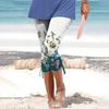 Women Summer Casual Cropped Trousers Skinny Leggings Elastic Waist Cycling Shorts Printed Vacation Pants
