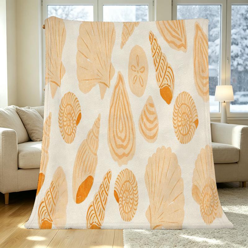 Shell Series Plush Flannel Blanket – Soft Warm No-Shed Single Throw, Cozy Bedroom Decor, Ideal for Christmas & Halloween