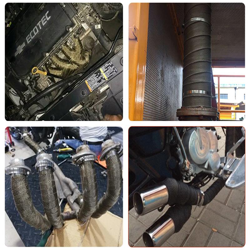 Motocyklowa Taśma Termiczna Wydechu Owijka Termiczna Osłona Włókno Szklane Bawełna Izolacyjna Wysoka Temperatura Ochrona Części Samochodowe