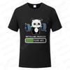 Funny Panda Gym Print T-Shirt Unisex Tees for Men Women O-neck Casual Short Sleeved Weightlifting Installing Muscles Basic Tops