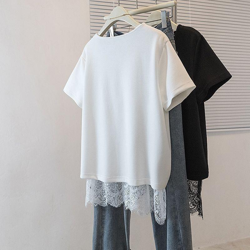 T-Shirt for Women Summer Plus Size Long Sleeve Top Round Neck Casual Stretch Loose-Fit T-Shirt