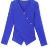 Base Shirt for Women Mesh Long Sleeve T-shirt Cross V-neck Top Bright Silk Fashionable Irregular Thin Shirt