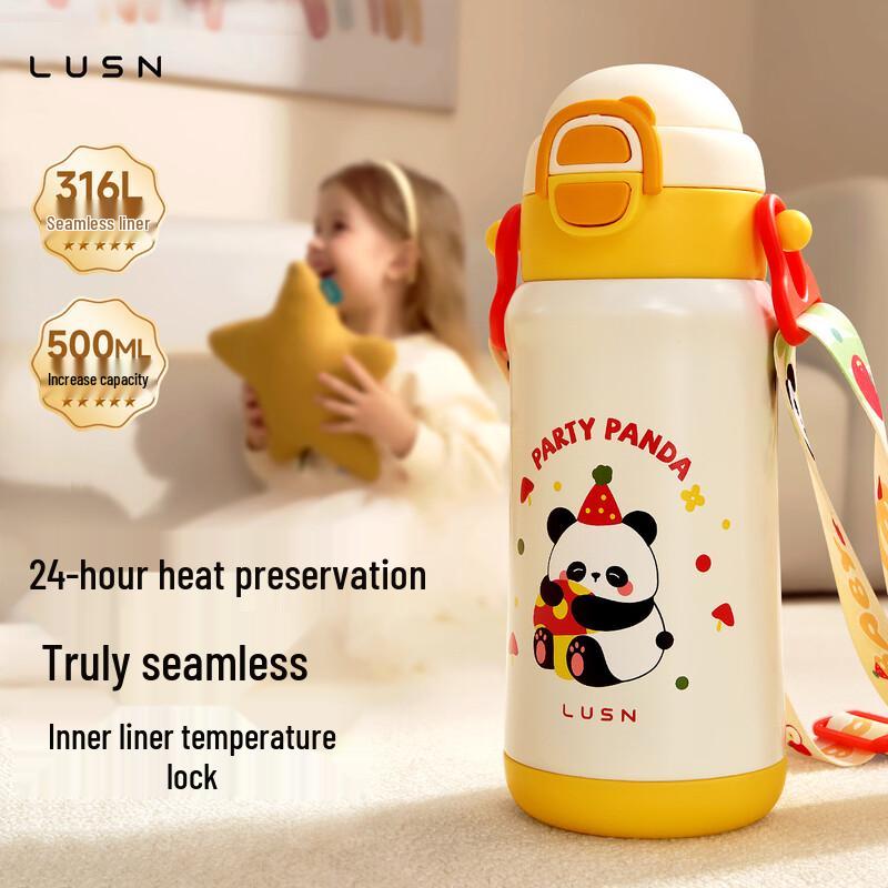 LUSN Kids Insulated Stainless Steel Straw Water Bottle