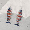 5Pairs Acrylic Wood Fish Drop Earrings Hook Piercing Beach Drop Earrings Salmon Fish Earrings  Women