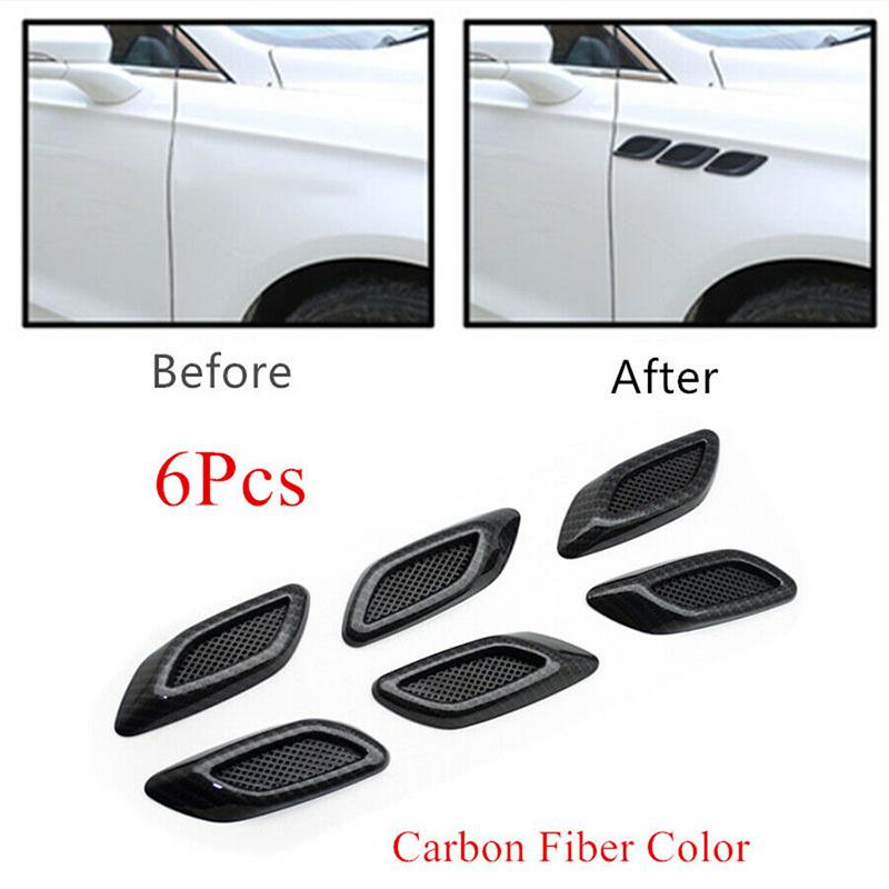 6Pcs Universal ABS Plastic Car Air Flow Vent Hoods for Most Cars Carbon Fiber Side Sticker Exterior Accessories