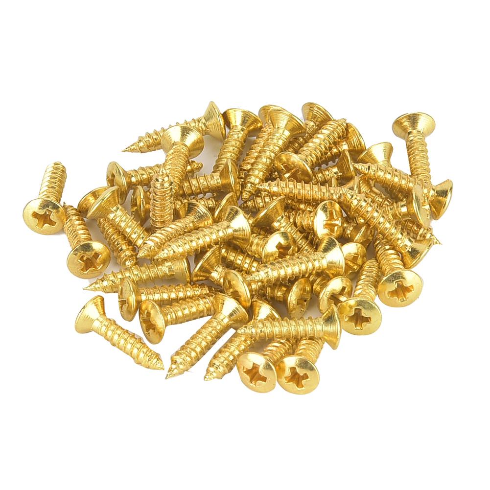 50pcs 12*2.5mm Electric Bass Guitar Pickguard Screws BackPlate Rod Cover Mounting Screws(Gold