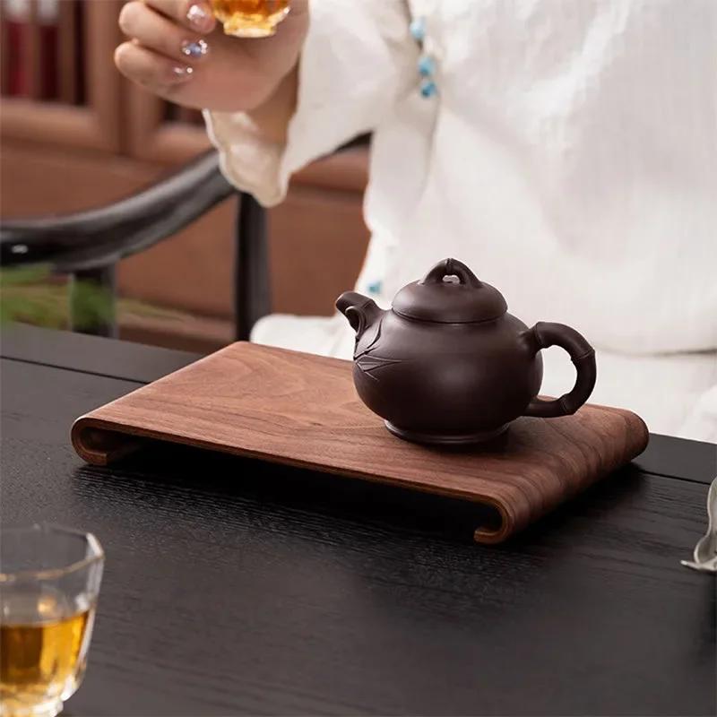 Walnut Wood Tea Tray Dry Brew Coffee Table Home Hotel Serving Display Stand Heat-resistant Thick Tray Simple Design