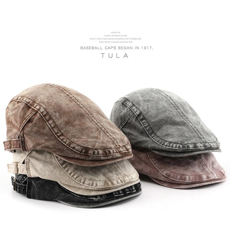 Women's Washed Forward Cap Men's British Outdoor Sports Casual Sun Hat Beret