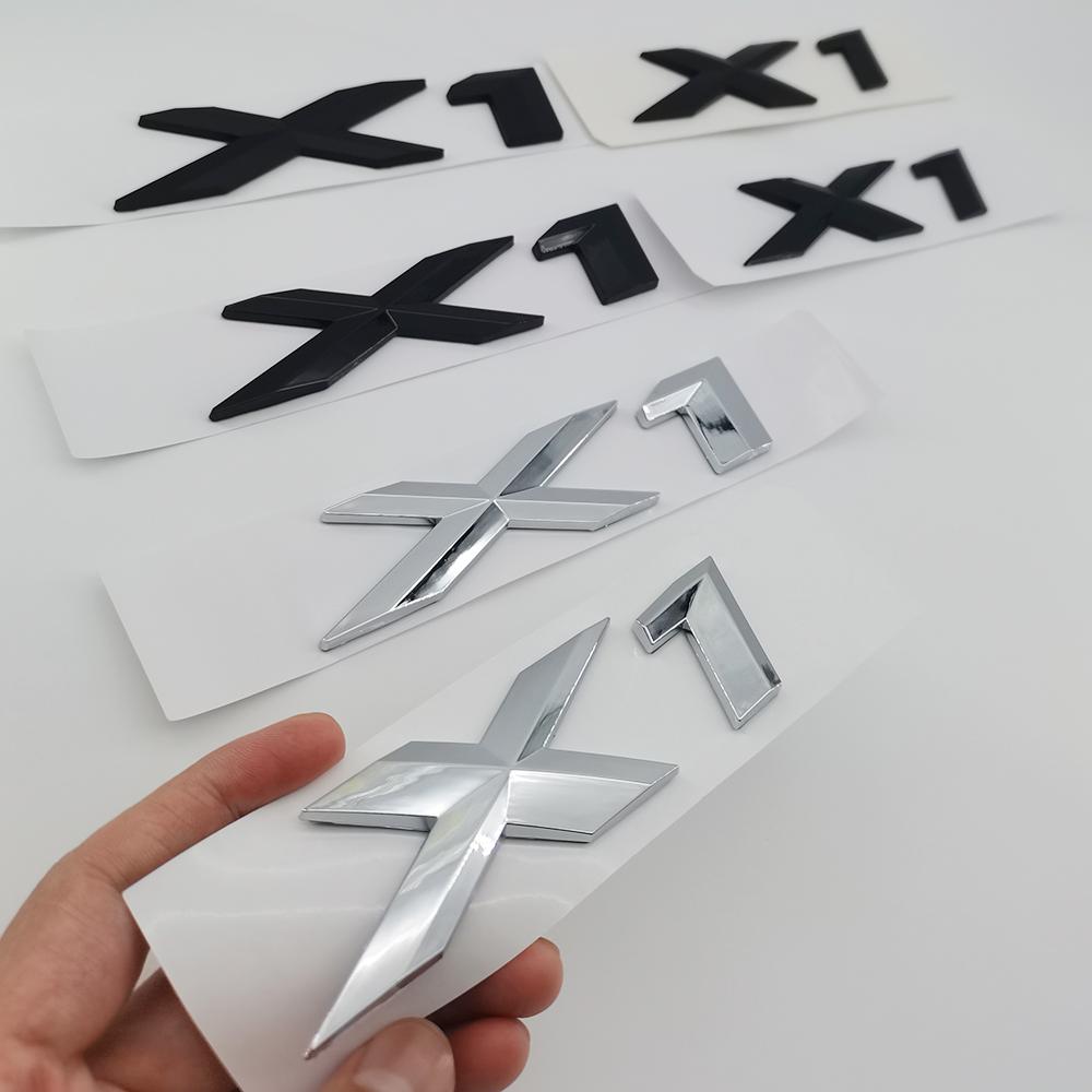 3D ABS Chrome Black Logo X1 Emblem Letters Nameplate Sticker Car Rear Trunk Badge For BMW X1 E84 F48 U11 Styling Accessories Uo2