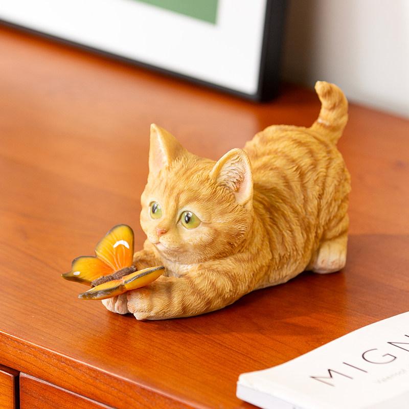 1pc Adorable Cat Figurine for Home Bedroom Study Office Desk Creative Decor & Interior Accessories