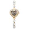 Heart-Shaped Dial Pearl Bracelet Watch Leather Strap Rhinestone Ladies Quartz Watch Elastic Band Simple Classic Wristwatches