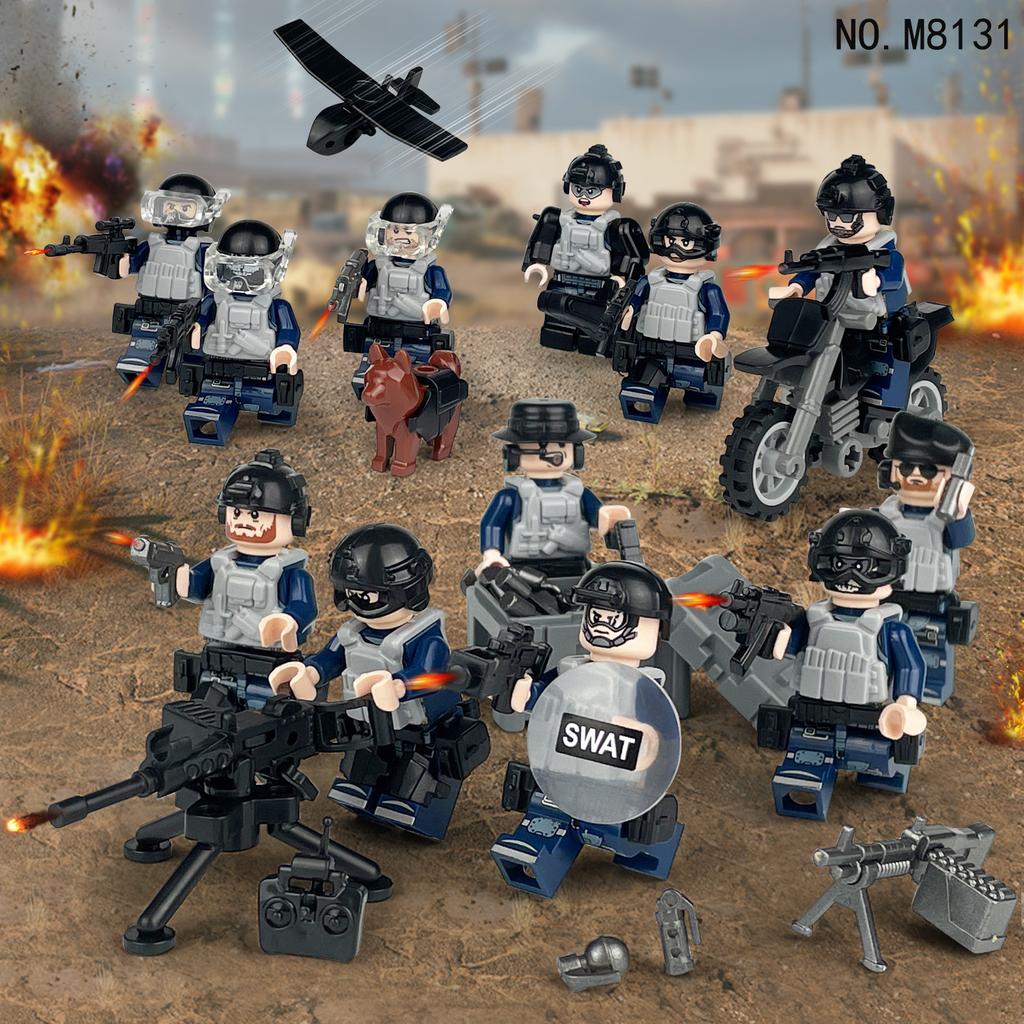 Mobile Truppen Motorrad 8131 Militär Minifiguren Kinder Zusammenbauen Kleine Partikel Baustein Spielzeug