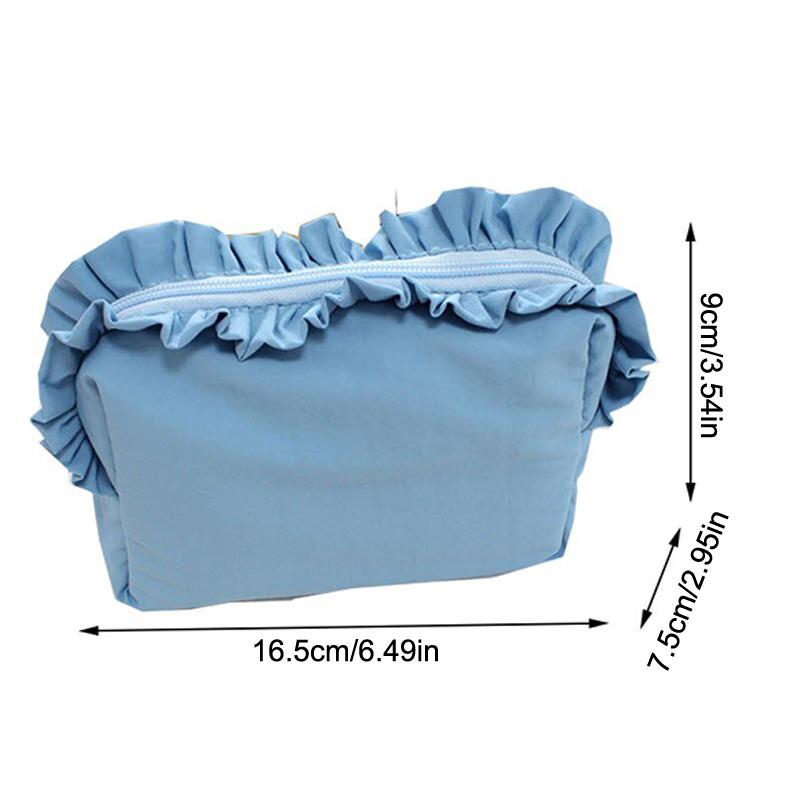 Ruffle Cosmetic Bag Multi-Color Cute Makeup Pouch Zipper Travel Portable Toiletry Organizer Bag For Women Girls