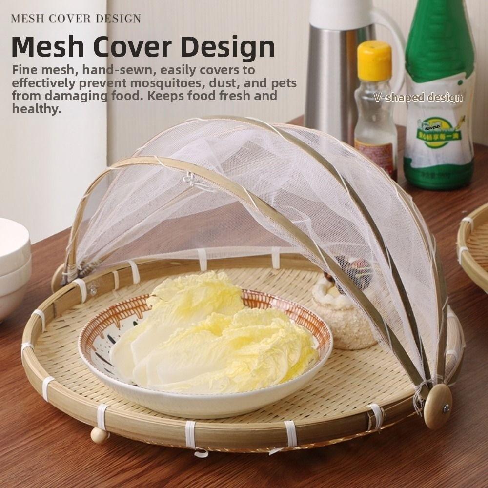 Multi-function Hand-Woven Basket Bamboo Food Storage Basket Fruit Vegetable Tray Outdoor Picnic