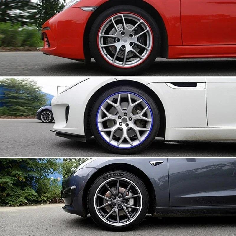 Universal Car 4pcs Vehicle Wheel Rims Edge Protector For Tesla Model 3 Y S X 2017-2026 Car Wheel Guard Rim Protecting Trim Ring