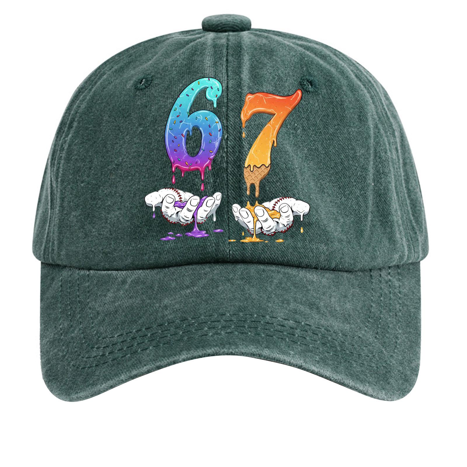 Washed Cotton Baseball Cap With Printed Distressed Soft Top Denim Hat For Men, European And American Retro Hat