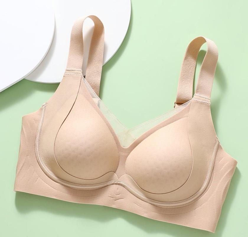Cool feeling hole cup, pull and gather small breasts, bra cover, double breasts, anti-hanging and seamless, thin in summer, breathable -1