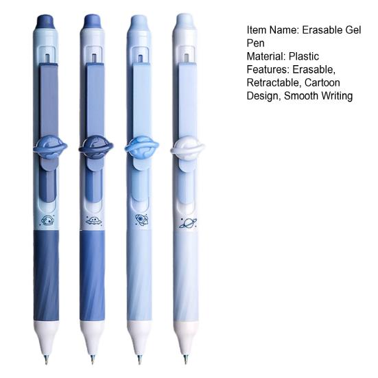 4 Pcs Retractable Erasable Gel Pens 0.5mm Fine Point Blue/Black Ink Refillable Ballpoint Pens for Office School Supplies