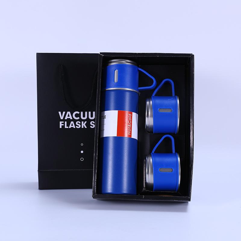 500ML Stainless Steel Vacuum Flask Gift Kit Office Business Style Thermos Bottle Outdoor Use Hot Water Thermal Insulation Couple Cup