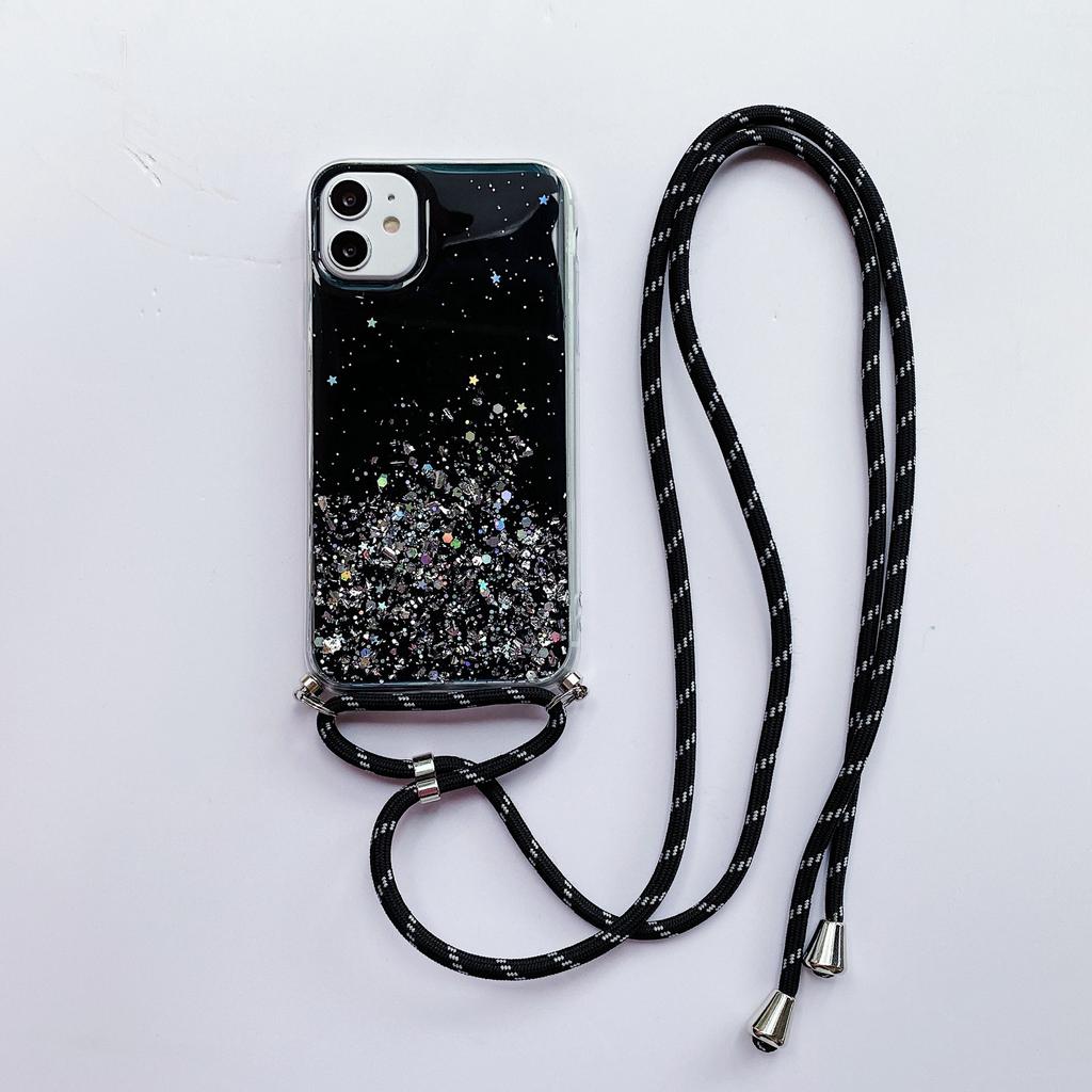 Applicable To Samsung S26U Protective Case S25U Mobile Phone Case S25 Gold Foil Epoxy A15 Diagonal Span Lanyard