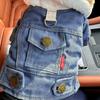 Pet Winter Coat Dogs Cats Fleece-Lined Denim Cotton Jacket Warm Thick Outerwear In XS To XL