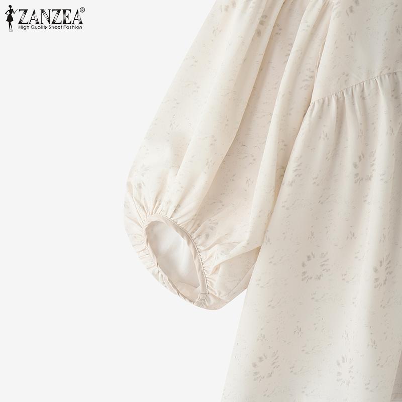 ZANZEA Dámská volná halenka s kulatým výstřihem a 3/4 rukávy s ležérním potiskem